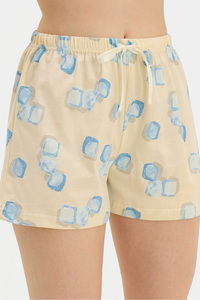 Sweet Dreams Geometric Printed Short Set - Light Yellow — thumbnail 7